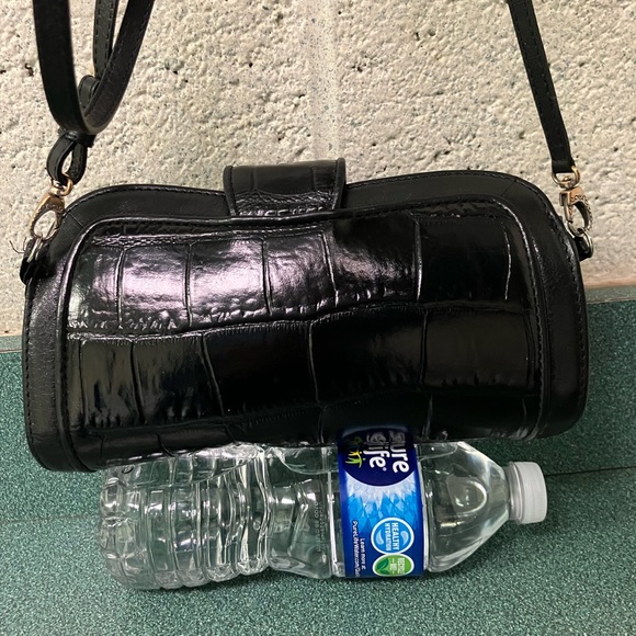 Brighton Crossbody Black Leather Bag Purse Croc Embossed Western Cowgirl Cottage - Picture 5 of 17